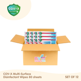 COV-X Disinfecting Multi-surface Wipes 80 sheets Set of 12