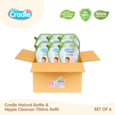 Cradle Natural Bottle & Nipple Cleanser 700ml Refill Set of 6