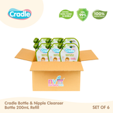 Cradle Natural Bottle & Nipple Cleanser 200ml Refill Set of 6