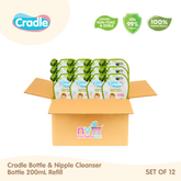 Cradle Natural Bottle & Nipple Cleanser 200ml Refill Set of 12