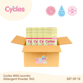 Cycles Mild Laundry Baby Powder Detergent 1kg Set of 12