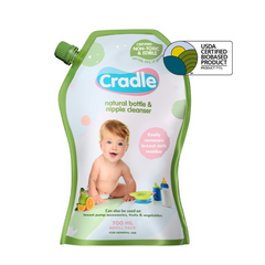 Cradle Natural Bottle Wash & Nipple Cleanser 700ml Refill (500mL + Free 200mL)