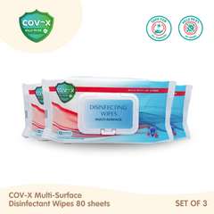 COV-X Disinfecting Multi-surface Wipes 80sheets Set of 3