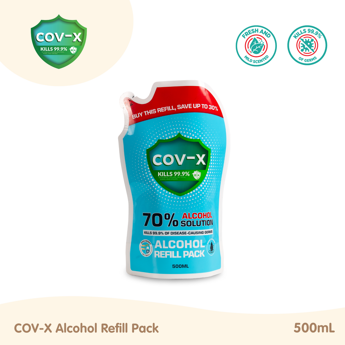 COV-X Alcohol Refill Pack 500ml