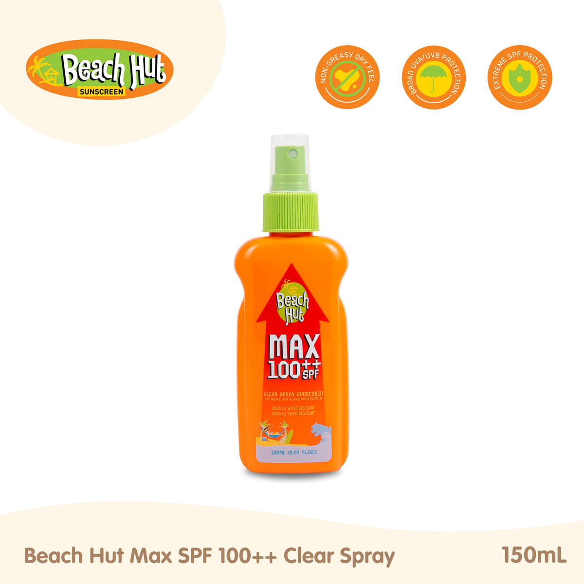 Beach Hut MAX SPF100++ Sunblock Spray