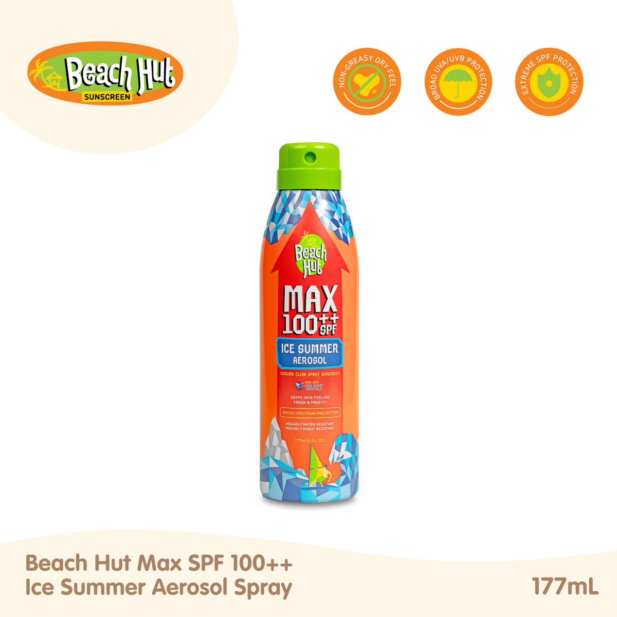 Beach Hut MAX SPF100 Ice Summer Aerosol Spray