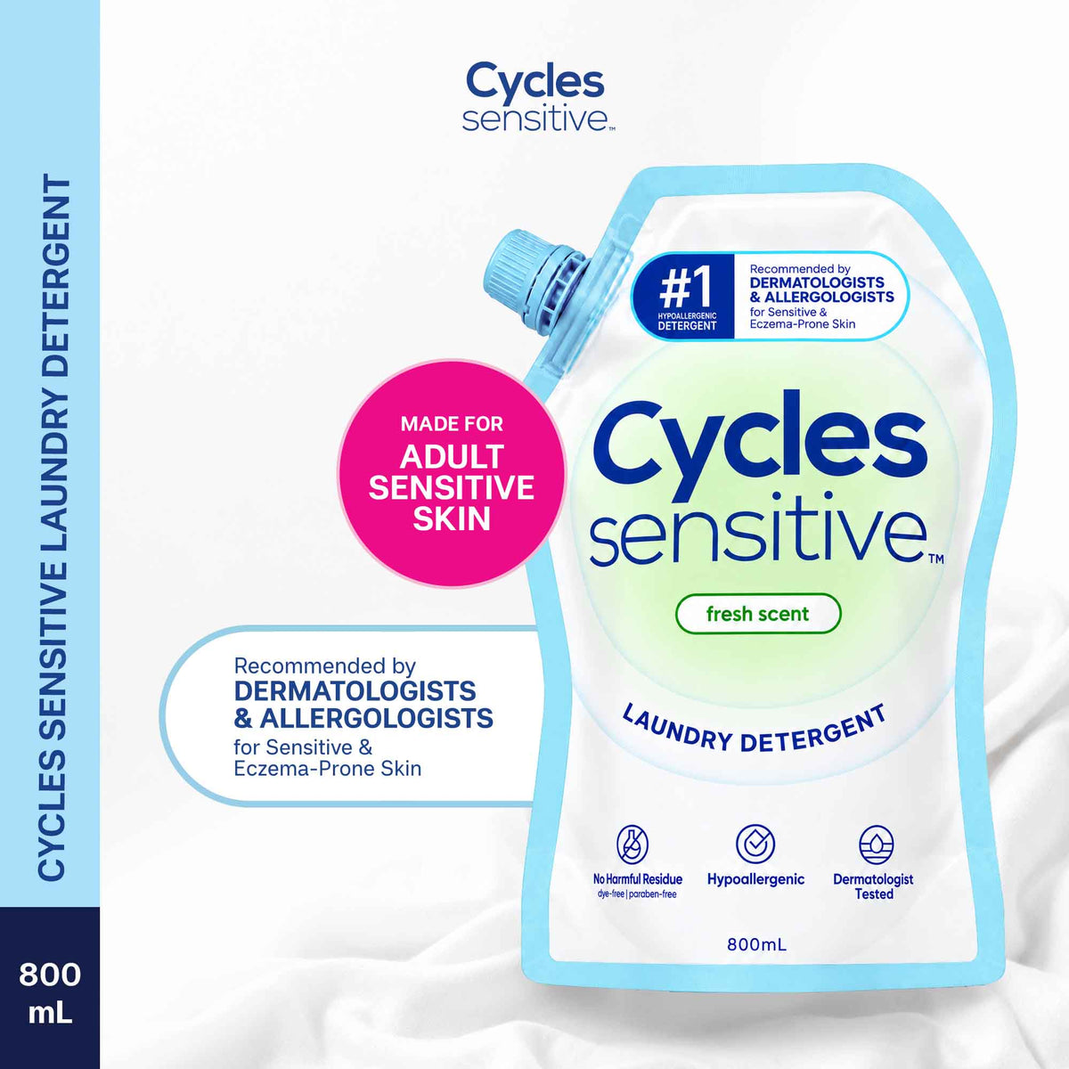 Cycles Sensitive Laundry Detergent for Adults 800mL