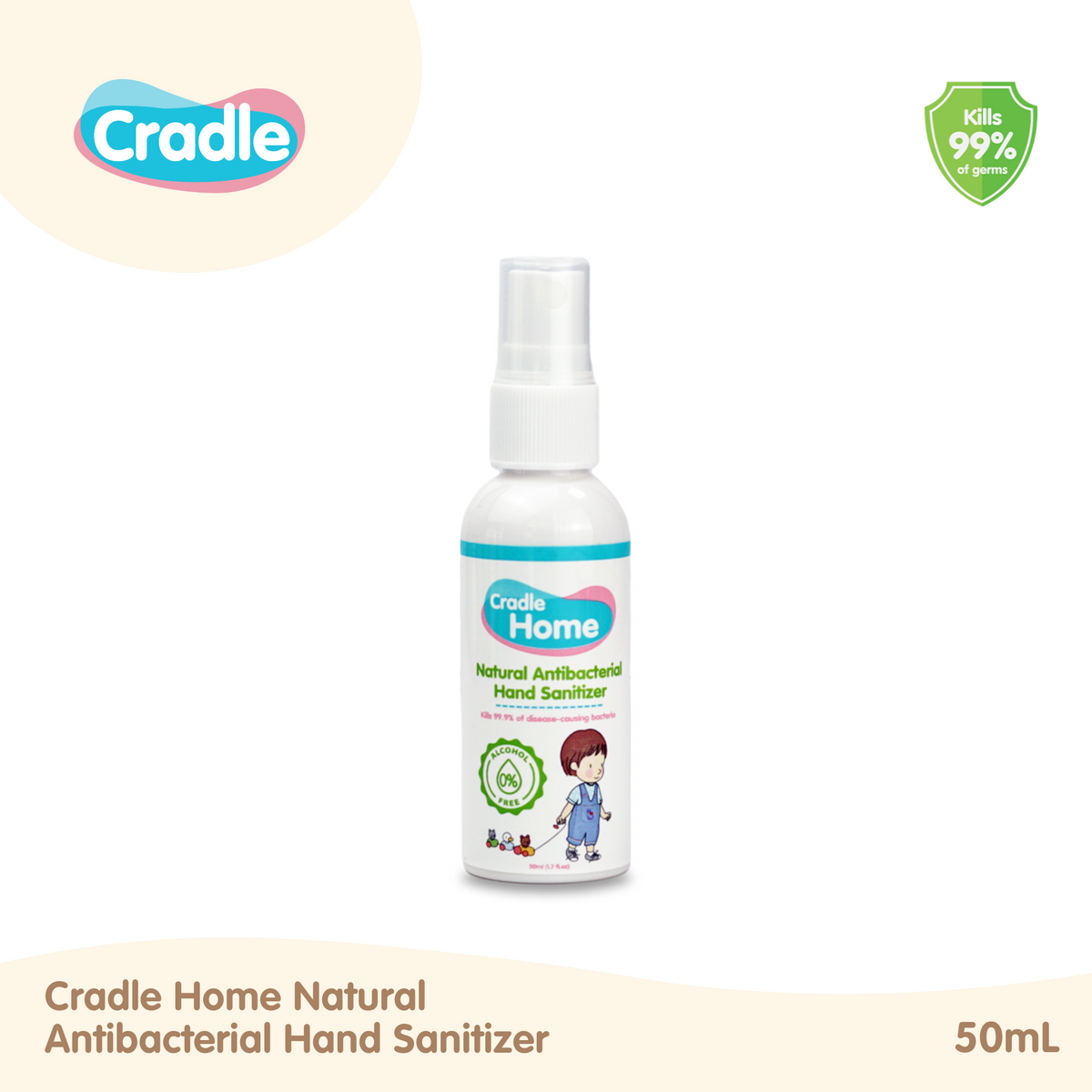 Cradle Home Natural Antibacterial Hand Sanitizer (50mL)