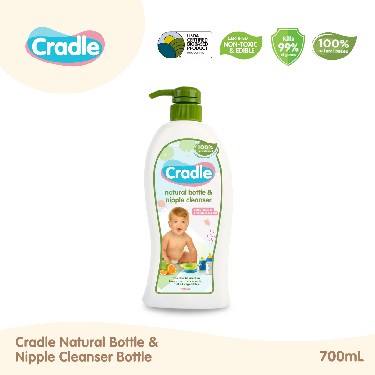 Cradle Natural Bottle & Nipple Cleanser 700ml