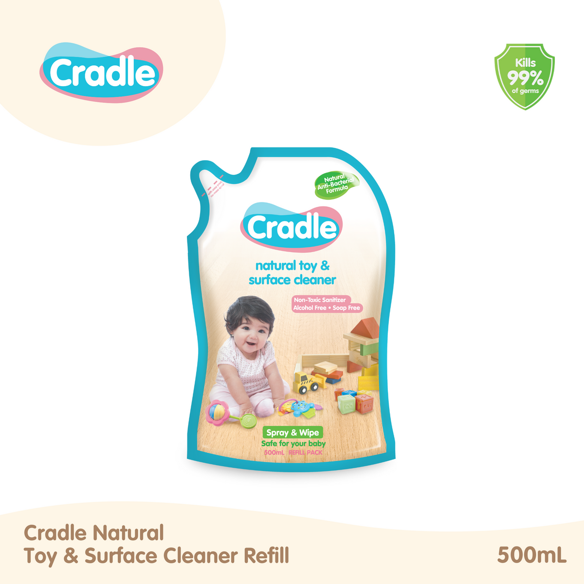 Cradle Natural Toy & Surface Cleaner 500ml Refill Pack