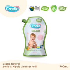 Cradle Natural Bottle Wash & Nipple Cleanser 700ml Refill (500mL + Free 200mL)