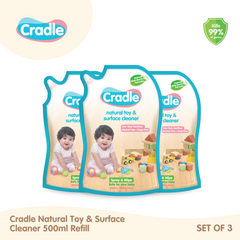 Cradle Natural Toy & Surface Cleaner 500ml Refill Pack Set of 3