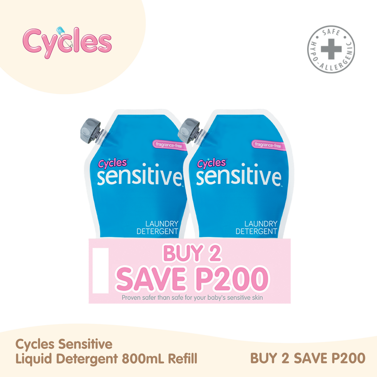 Cycles Sensitive Liquid Laundry Buy 2, Save P200