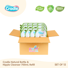 Cradle Natural Bottle & Nipple Cleanser 700ml Refill Set of 12