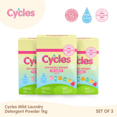 Cycles Mild Laundry Baby Powder Detergent 1kg Set of 3