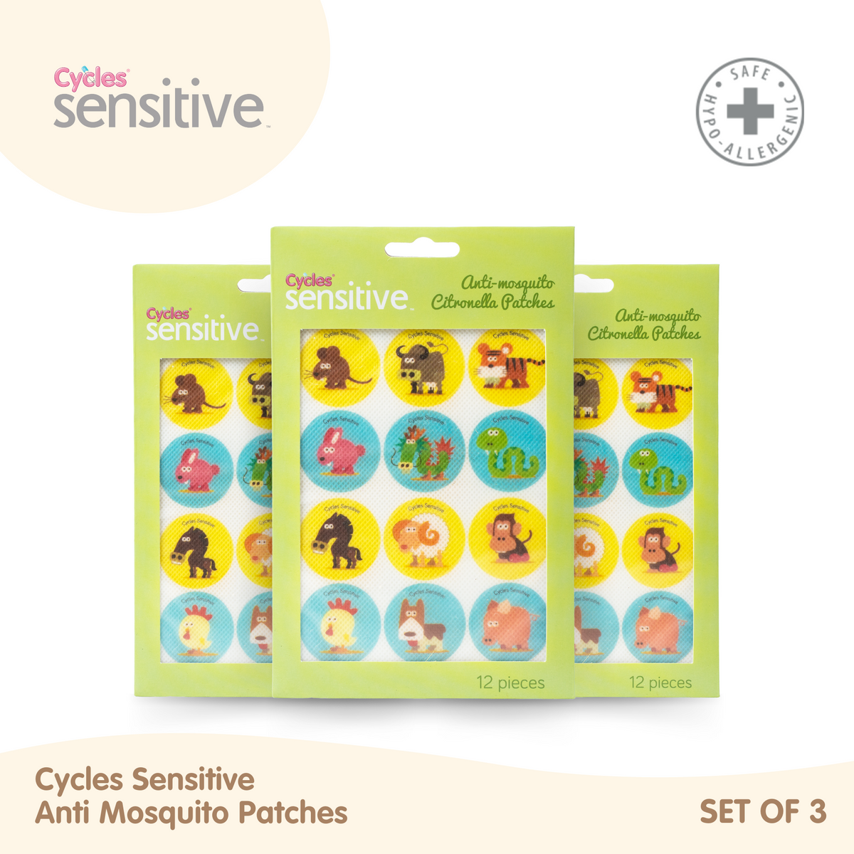 Cycles Sensitive Anti Mosquito Patches 12s (Set of 3)