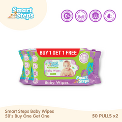 Smart Steps Baby Wipes 50’s (Buy 1 Get 1)