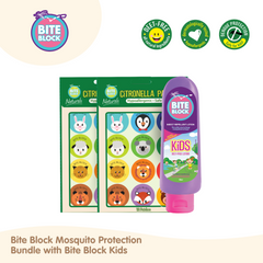 Bite Block Mosquito Protection Bundle with Kids 100mL and 2 Citronella Patches 12s