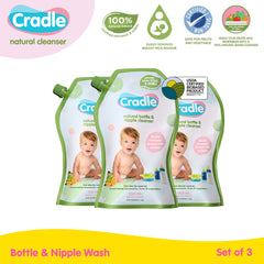 Cradle Natural Bottle Wash & Nipple Cleanser 700ml (500mL + FREE 200mL) Set of 3