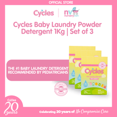Cycles Mild Laundry Baby Powder Detergent 1kg Set of 3