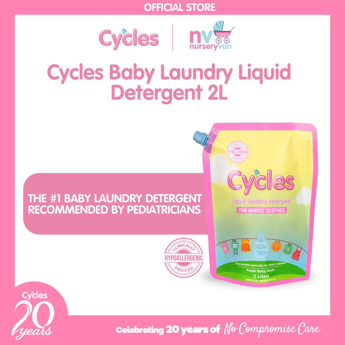 Cycles Mild Laundry Baby Liquid Detergent 2 Liters