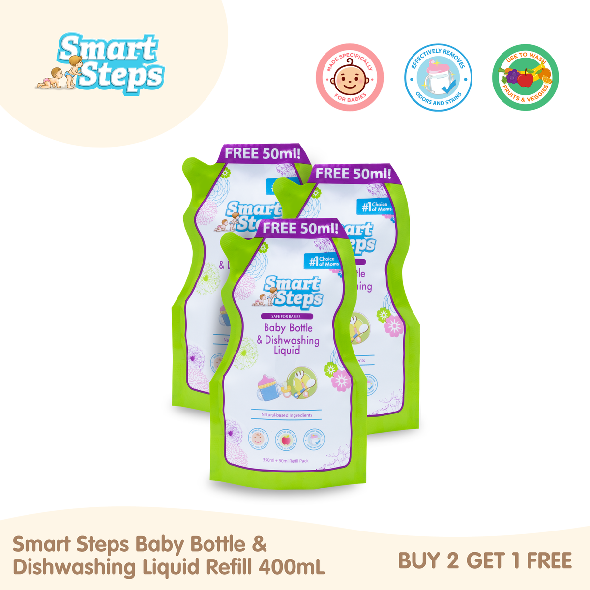 Smart Steps Baby Bottle and Dishwashing Liquid Refill Pack Buy 2 Get 1 Free