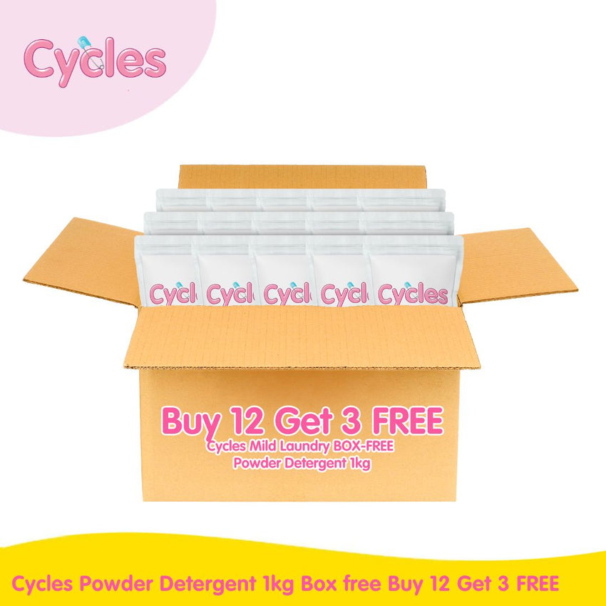 Cycles Powder Detergent 1kg Box free Buy 12 Get 3 FREE