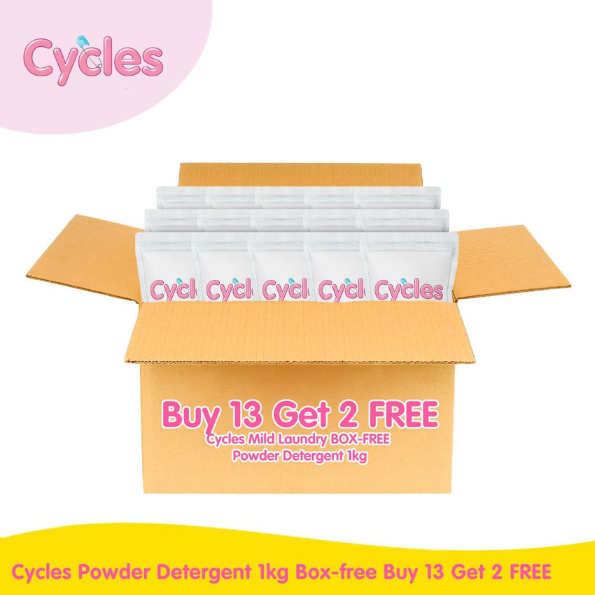 Cycles Powder Detergent BOX-FREE 1KG Buy 13 Get 2 FREE per CASE