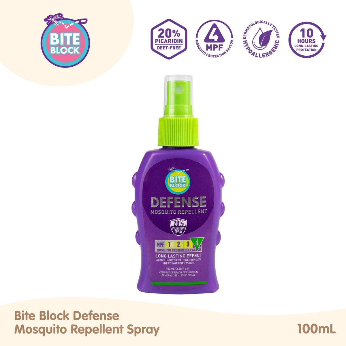 Bite Block Defense Mosquito Repellent Spray 100mL