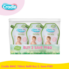 Cradle Natural Bottle Wash & Nipple Cleanser 700ml refill 3x, Save P180