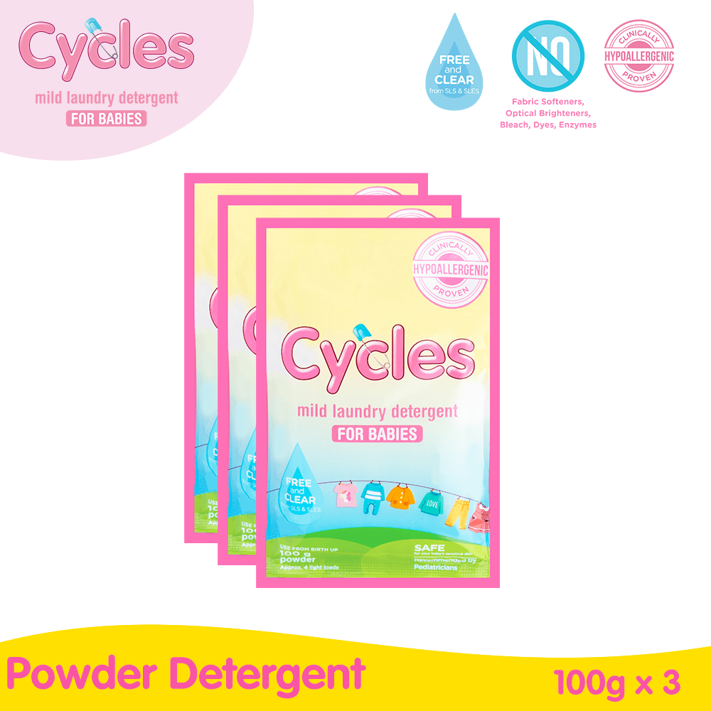 Cycles Mild Laundry Detergent Powder 100Gx3s Set of 24