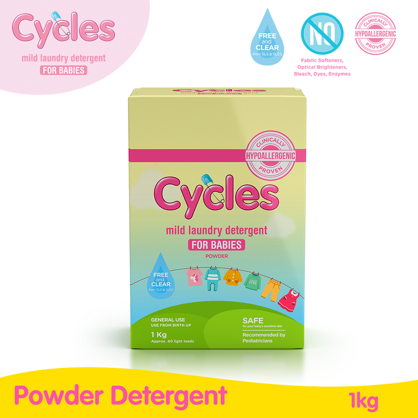 Cycles Mild Laundry Baby Powder Detergent 1kg