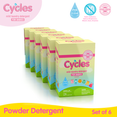 Cycles Mild Laundry Baby Powder Detergent 1kg Set of 6