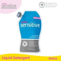 Cycles Sensitive Fragrance-Free Laundry Detergent 800ml Refill