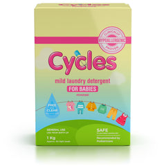 Cycles Mild Laundry Baby Powder Detergent 1kg Set of 6