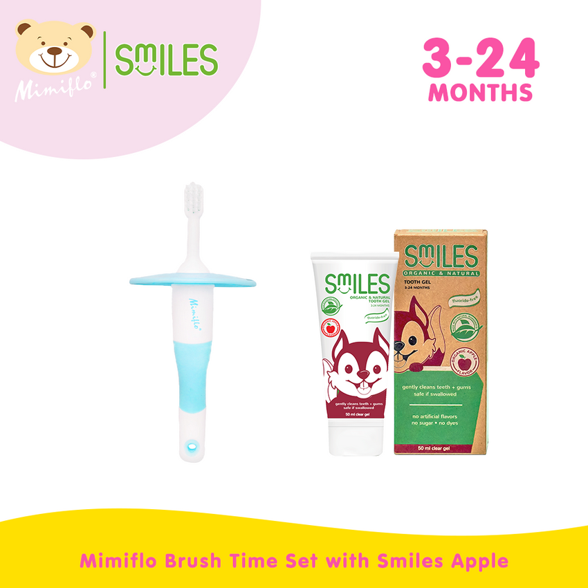 Mimiflo Baby Toothbrush Set w/ Smiles Apple (for 3-24 months)