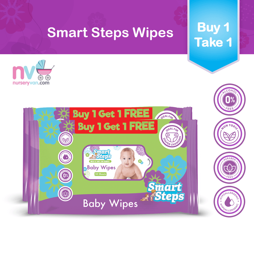Smart Steps Baby Wipes 50’s (Buy 1 Get 1)