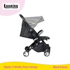 Looping Squizz 3 Stroller Grey Canopy - Black Frame