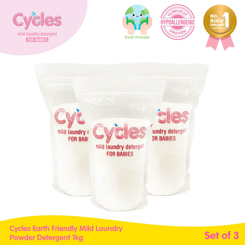Cycles Earth Friendly Mild Laundry Powder Detergent 1kg Set of 3 (Box-free)
