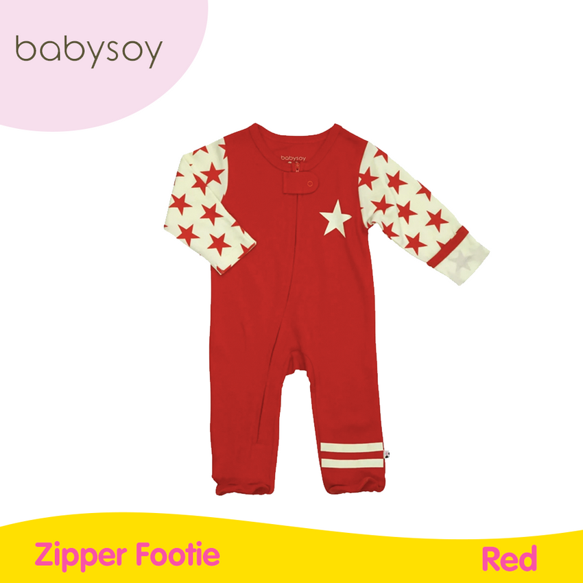 Babysoy Zipper Footie - All-Star Red