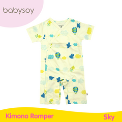 Babysoy S/S Kimono Romper - Sky