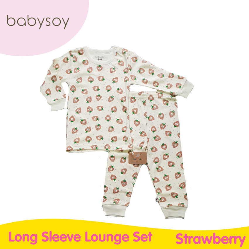 Babysoy Long Sleeves Lounge Set - Strawberry